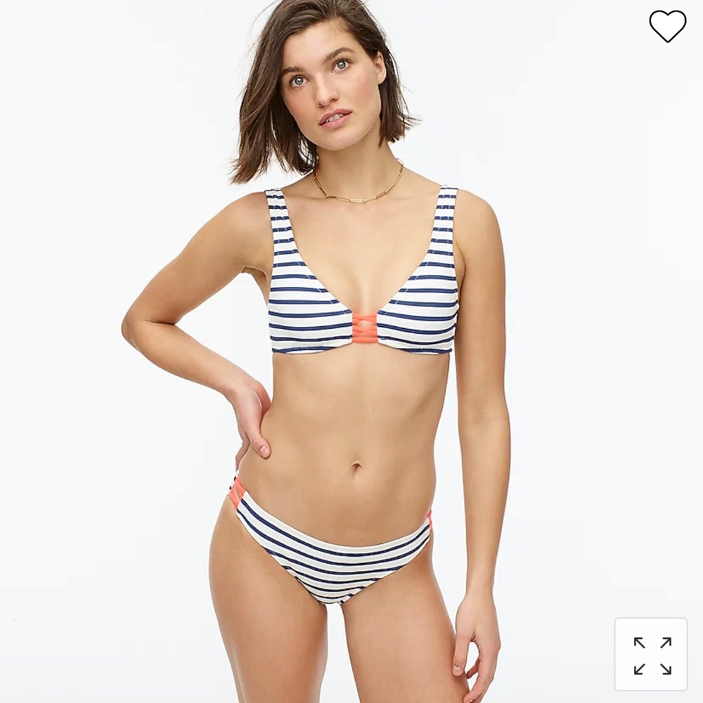 NWT! J. Crew Crisscross Scoopneck Bikini Top in textured stripe Sz 2X/20